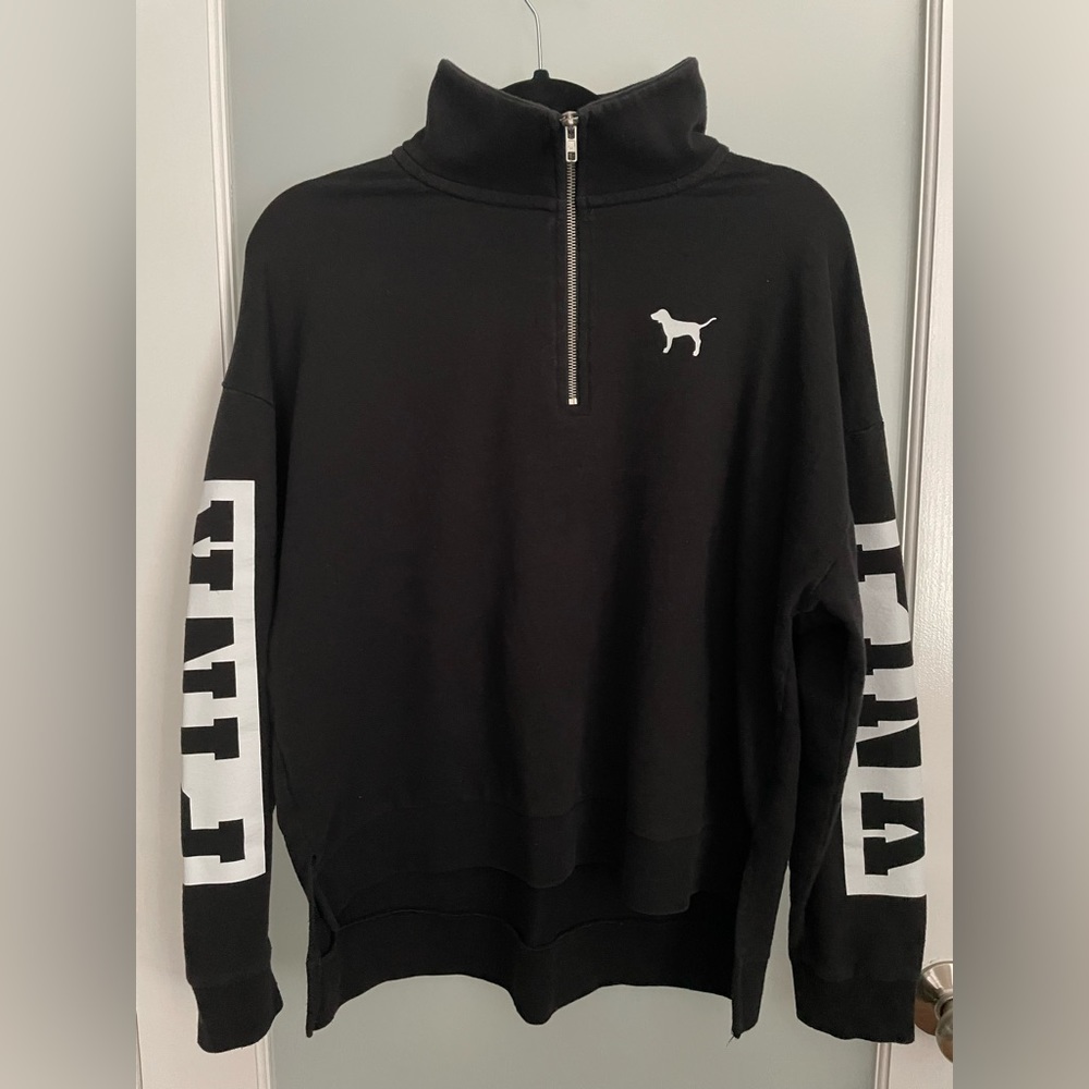 PINK Victoria’s Secret Black and White Half Zip Sweatshirt